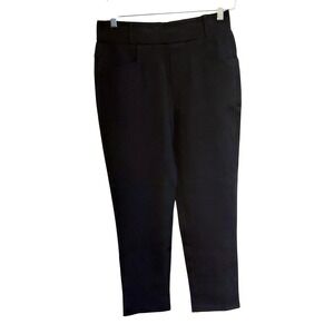 Hobemty Pants Women Medium Black Stretch Flat Front Straight Leg Pull-On Trouser